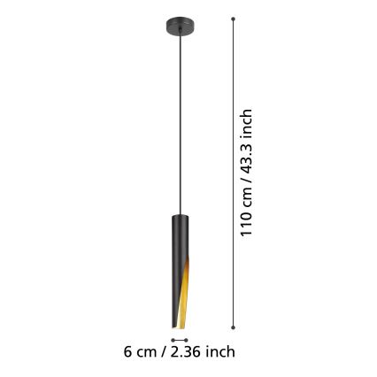 Eglo - LED Żyrandol na lince 1xGU10/4,5W/230V czarny/złoty