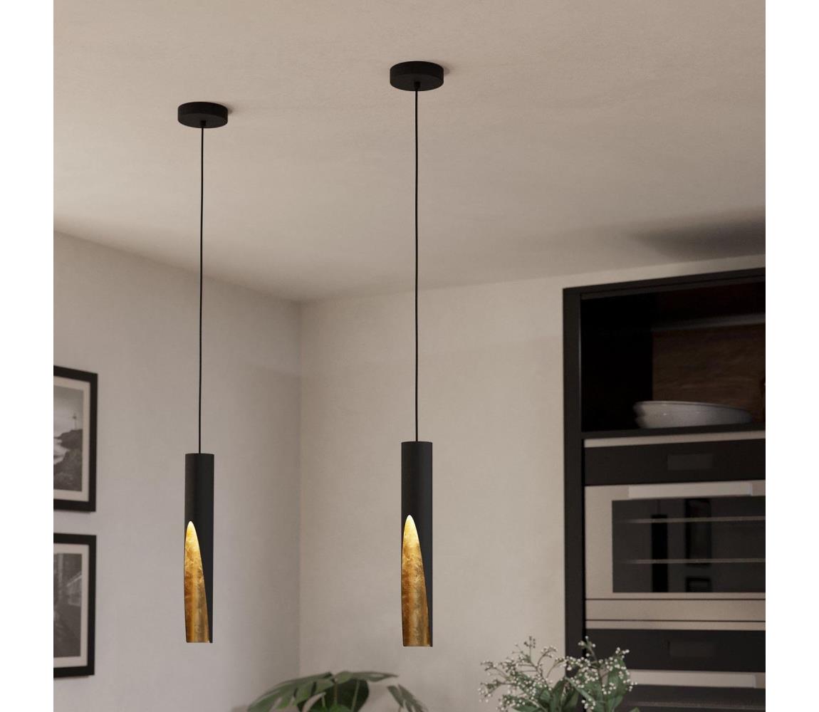 Eglo 900872 - LED Żyrandol na lince BARBOTTO 1xGU10/4,5W/230V czarny/złoty
