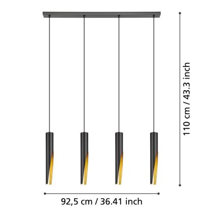 Eglo - LED Żyrandol na lince 4xGU10/4,5W/230V czarny/złoty