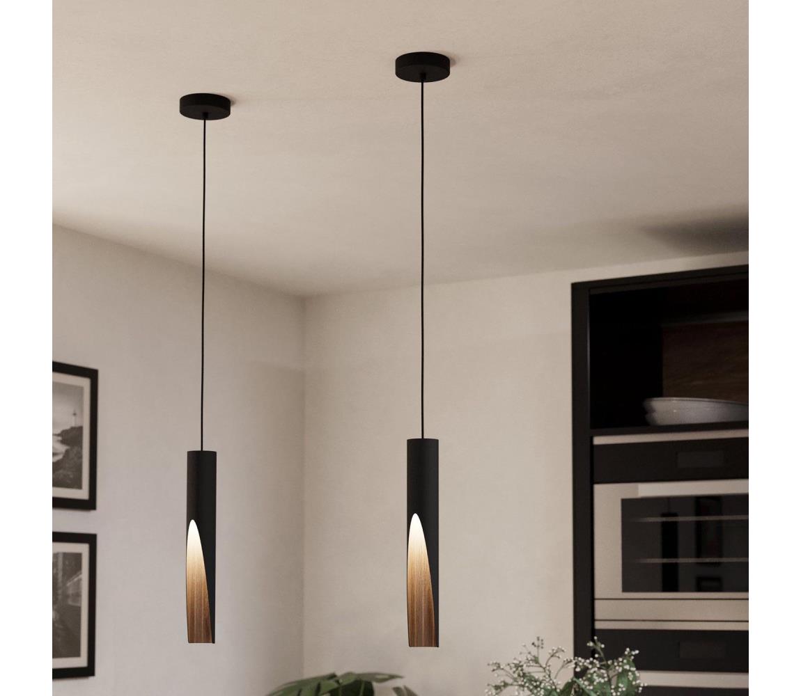 Eglo 900874 - LED Żyrandol na lince BARBOTTO 1xGU10/4,5W/230V czarny/brązowy
