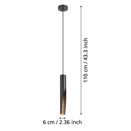 Eglo - LED Żyrandol na lince 1xGU10/4,5W/230V czarny/brązowy