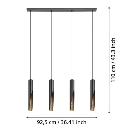 Eglo - LED Żyrandol na lince 4xGU10/4,5W/230V czarny/brązowy