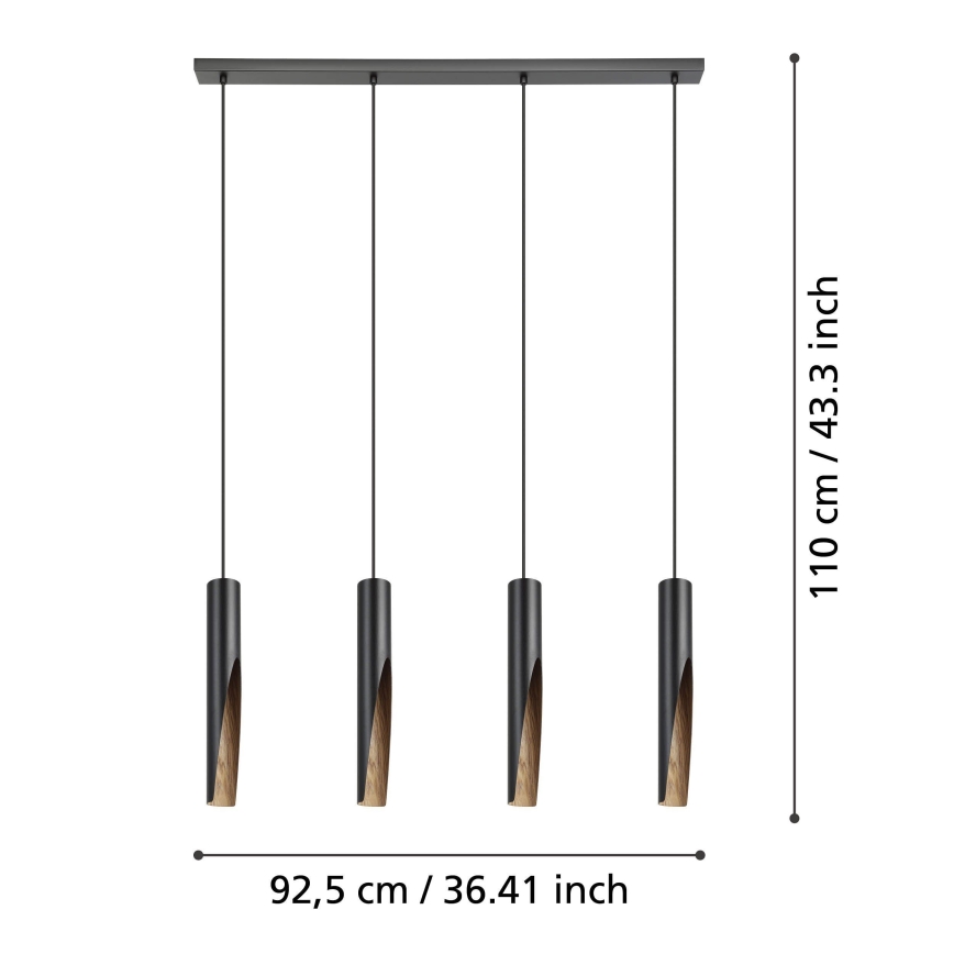 Eglo - LED Żyrandol na lince 4xGU10/4,5W/230V czarny/brązowy