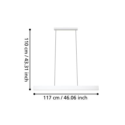 Eglo - LED RGBW Ściemnialny żyrandol na lince LED/38W/230V 2700-6500K biały