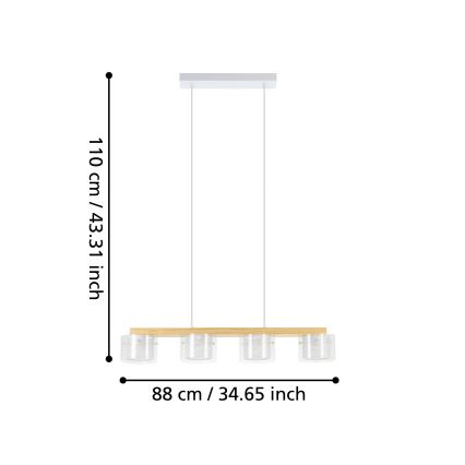 Eglo - LED RGBW Ściemnialny żyrandol na lince 4xLED/3,7W/230V 2700-6500K