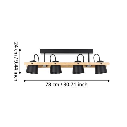 Eglo - LED RGBW Żyrandol natynkowy ściemnialny 4xLED/3,7W/230V 2700-6500K