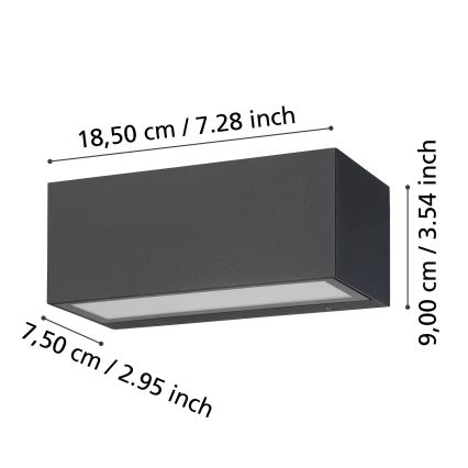 Eglo - LED Kinkiet zewnętrzny 2xLED/5W/230V IP65