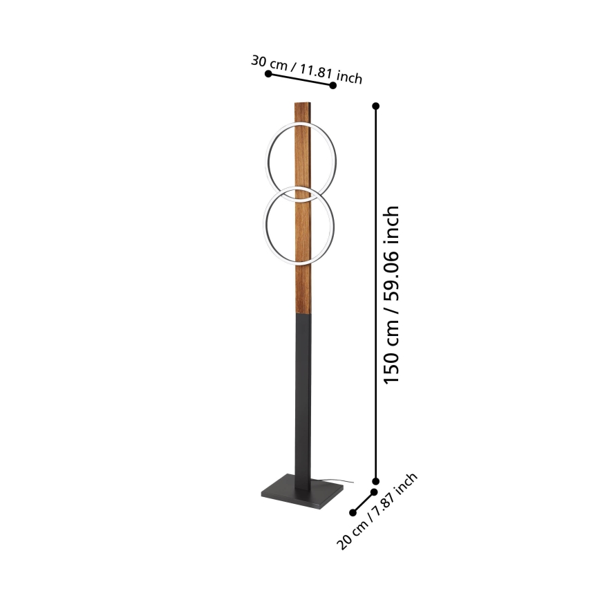 Eglo - LED Lampa podłogowa 2xLED/12W/230V 3000K brązowy/czarny