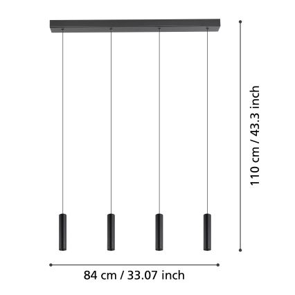 Eglo - LED Żyrandol ściemnialny na lince 4xLED/5,4W/230V