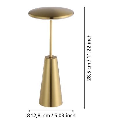 Eglo - LED Ściemnialna dotykowa zewnętrzna lampa LED/2,8W/5V 2400K/3000K/4000K 5200 mAh IP54 złoty