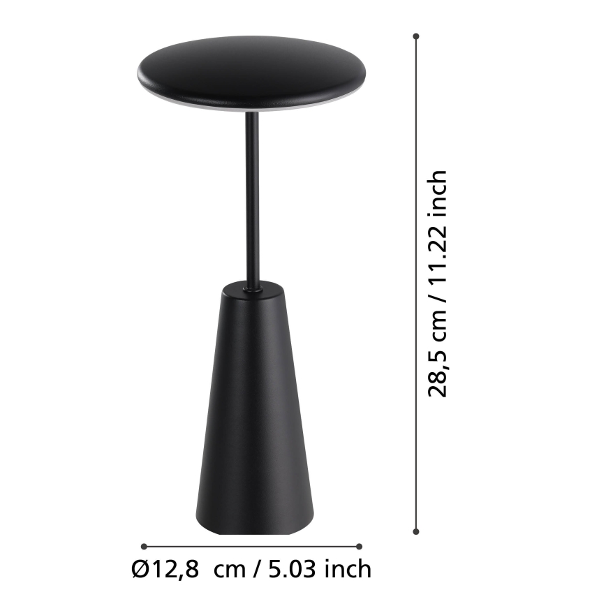 Eglo - LED Ściemnialna dotykowa zewnętrzna lampa LED/2,8W/5V 2400K/3000K/4000K 5200 mAh IP54 czarny