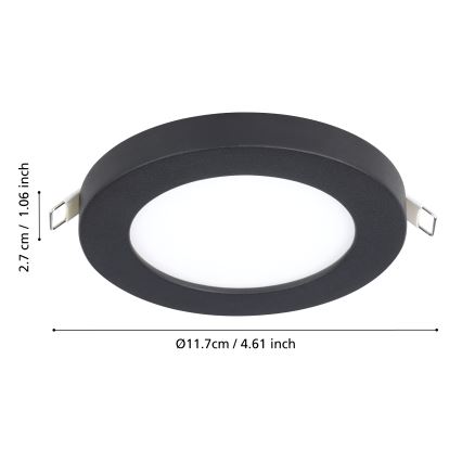 Eglo - LED oprawa wpuszczana LED/5,5W/230V 4000K czarna śr. 11,7 cm