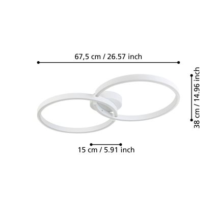 Eglo 900954 - LED RGBW Ściemnialny plafon LED/19,5W/230V 2700-6500K biały + pilot zdalnego sterowania