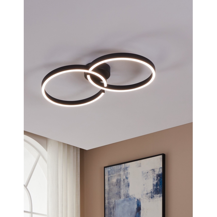 Eglo 900955 - Ściemnialna lampa sufitowa RGBW LED/19,5W/230V 2700-6500K czarna + pilot zdalnego sterowania