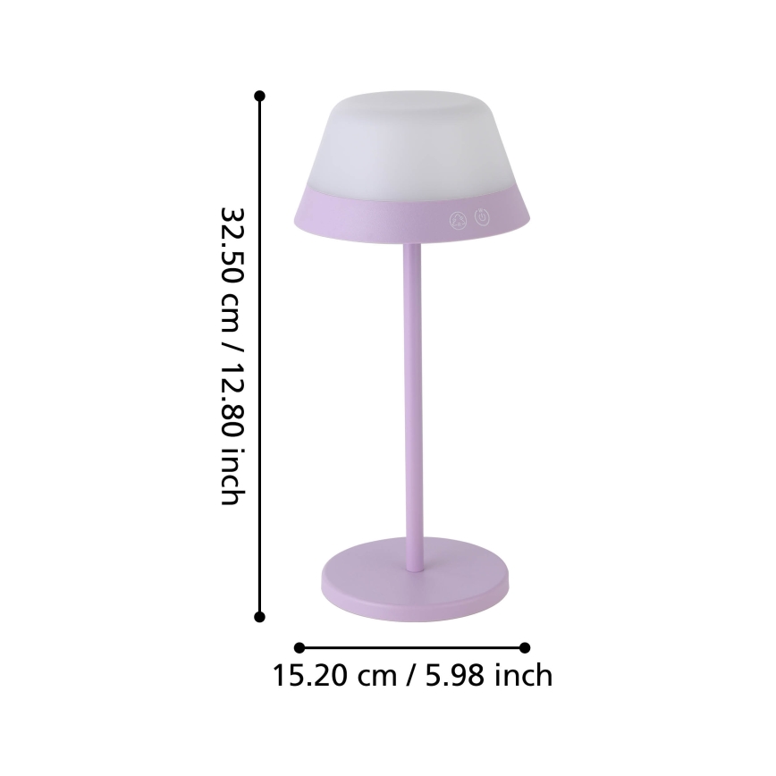 Eglo - LED RGBW Ściemnialna dotykowa zewnętrzna lampa 2w1 LED/1,5W/5V 2600 mAh IP54 fioletowy