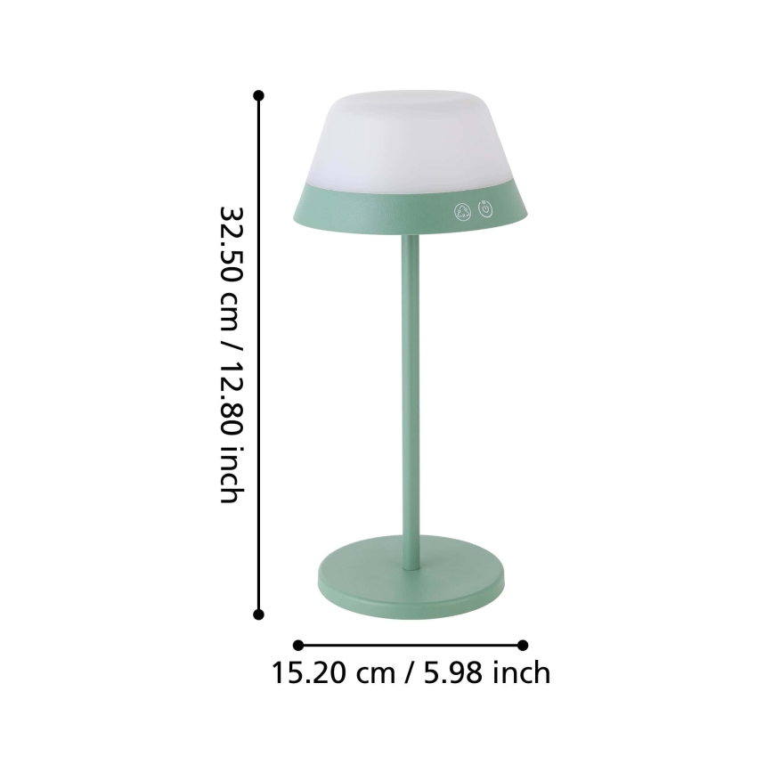 Eglo - LED RGBW Ściemnialna dotykowa zewnętrzny lampa 2w1 LED/1,5W/5V 2600 mAh IP54 zielony