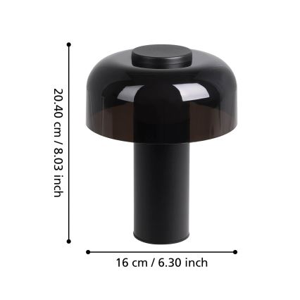 Eglo - LED Ściemnialna dotykowa zewnętrzna lampa LED/2,25W/5V 2400-4000K 5200 mAh IP44 czarny