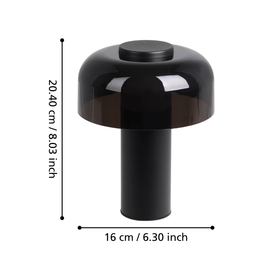 Eglo - LED Ściemnialna dotykowa zewnętrzna lampa LED/2,25W/5V 2400-4000K 5200 mAh IP44 czarny