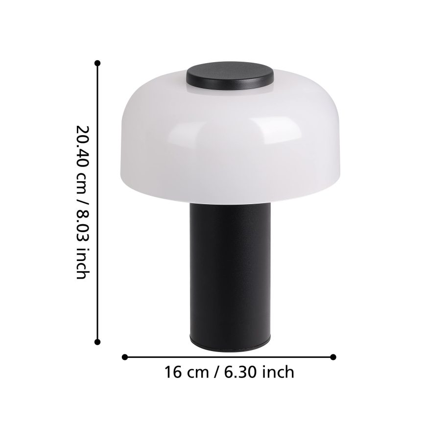 Eglo - LED Ściemnialna dotykowa zewnętrzna lampa LED/2,25W/5V 2400-4000K 5200 mAh IP44 czarny/biały