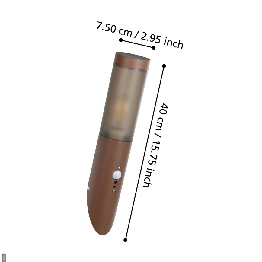 Eglo - Kinkiet zewnętrzny z czujnikiem 1xE27/15W/230V IP44