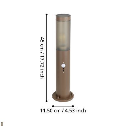 Eglo - Lampa zewnętrzna z czujnikiem 1xE27/15W/230V 45 cm IP44