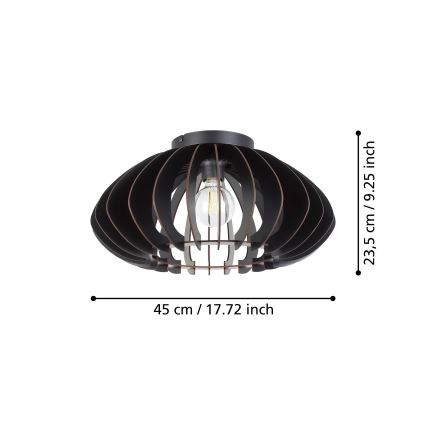Eglo - Plafon 1xE27/40W/230V śr. 45 cm czarny