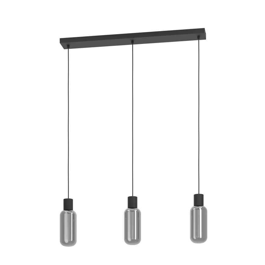 Eglo - Lampa wisząca na lince 3xE27/4W/230V czarna/przydymiona