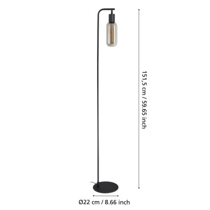 Eglo - Lampa stojąca 1xE27/4W/230V czarna/przydymiona