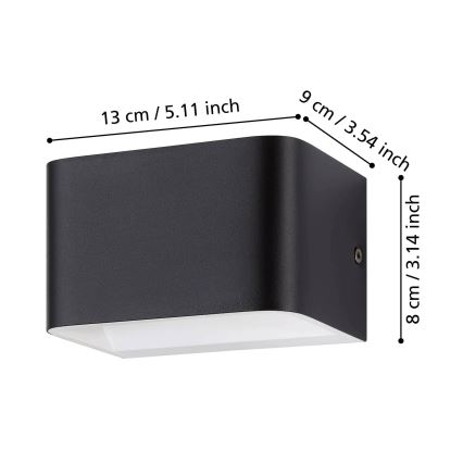 Eglo - LED Kinkiet LED/6W/230V 3000K czarny
