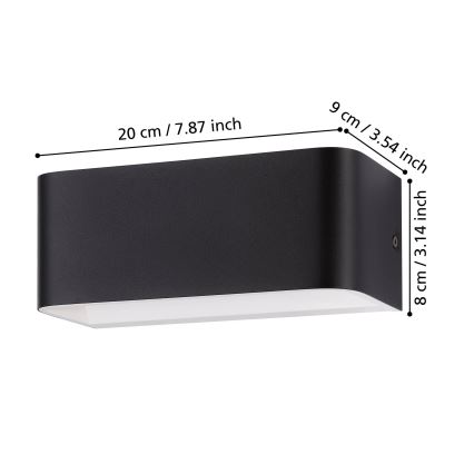Eglo - LED Kinkiet LED/10W/230V 3000K czarne