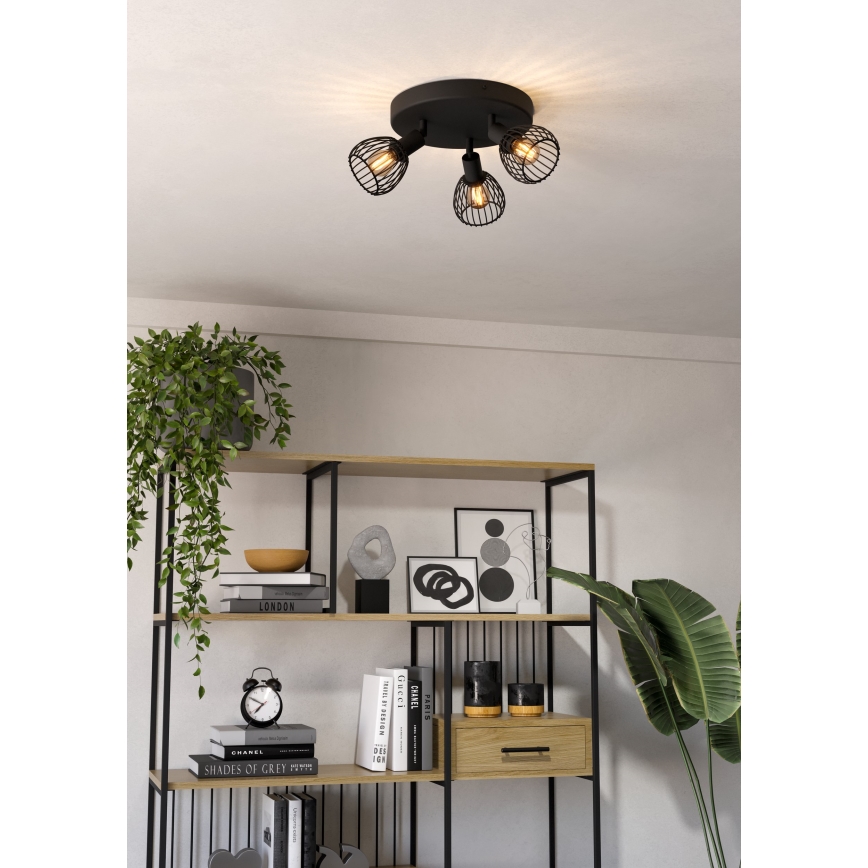 Eglo - Oświetlenie punktowe 3xE14/40W/230V czarne