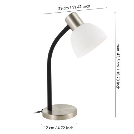 Eglo - Lampa stołowa 1xE14/25W/230V czarny/matowy chrom