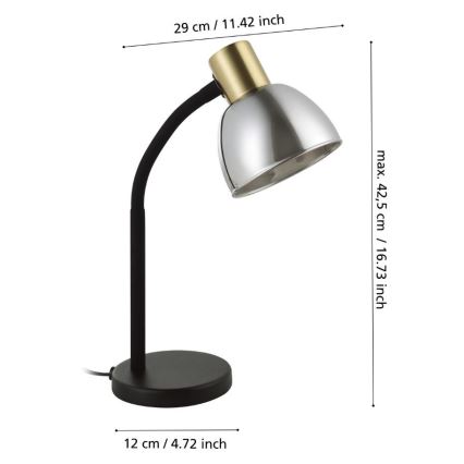Eglo - Lampa stołowa 1xE14/25W/230V zl./czarne