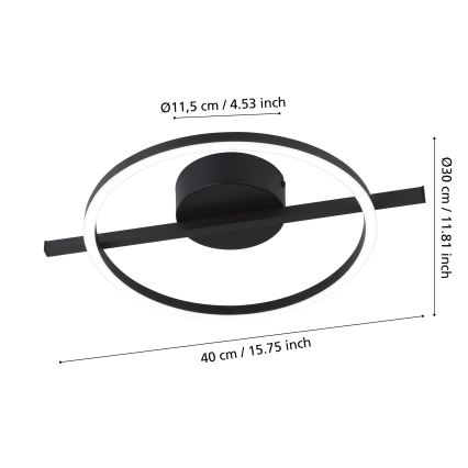 Eglo - LED RGBW Plafon ściemnialny LED/17W/230V 2700-6500K czarny + pilot zdalnego sterowania