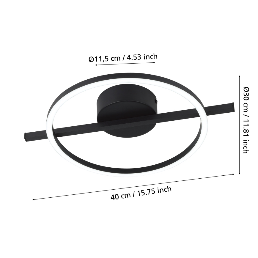 Eglo - LED RGBW Plafon ściemnialny LED/17W/230V 2700-6500K czarny + pilot zdalnego sterowania