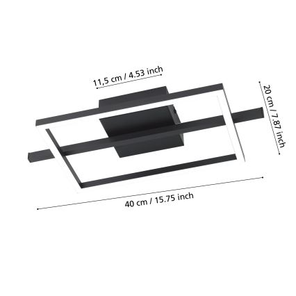 Eglo - LED RGBW Ściemnialny plafon LED/17W/230V 2700-6500K czarne + pilot zdalnego sterowania
