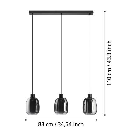 Eglo - LED RGBW Ściemnialny żyrandol na lince 3xLED/3,7W/230V 2700-6500K szare
