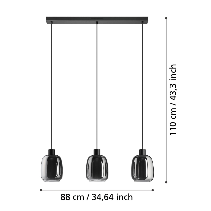 Eglo - LED RGBW Ściemnialny żyrandol na lince 3xLED/3,7W/230V 2700-6500K szare