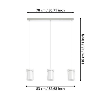 Eglo - LED RGBW Ściemnialny żyrandol na lince 3xLED/3,7W/230V 2700-6500K białe ZigBee