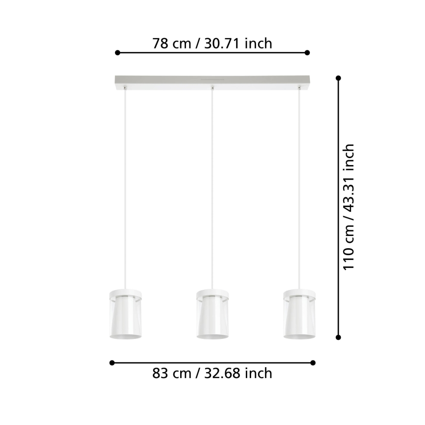 Eglo - LED RGBW Ściemnialny żyrandol na lince 3xLED/3,7W/230V 2700-6500K białe ZigBee