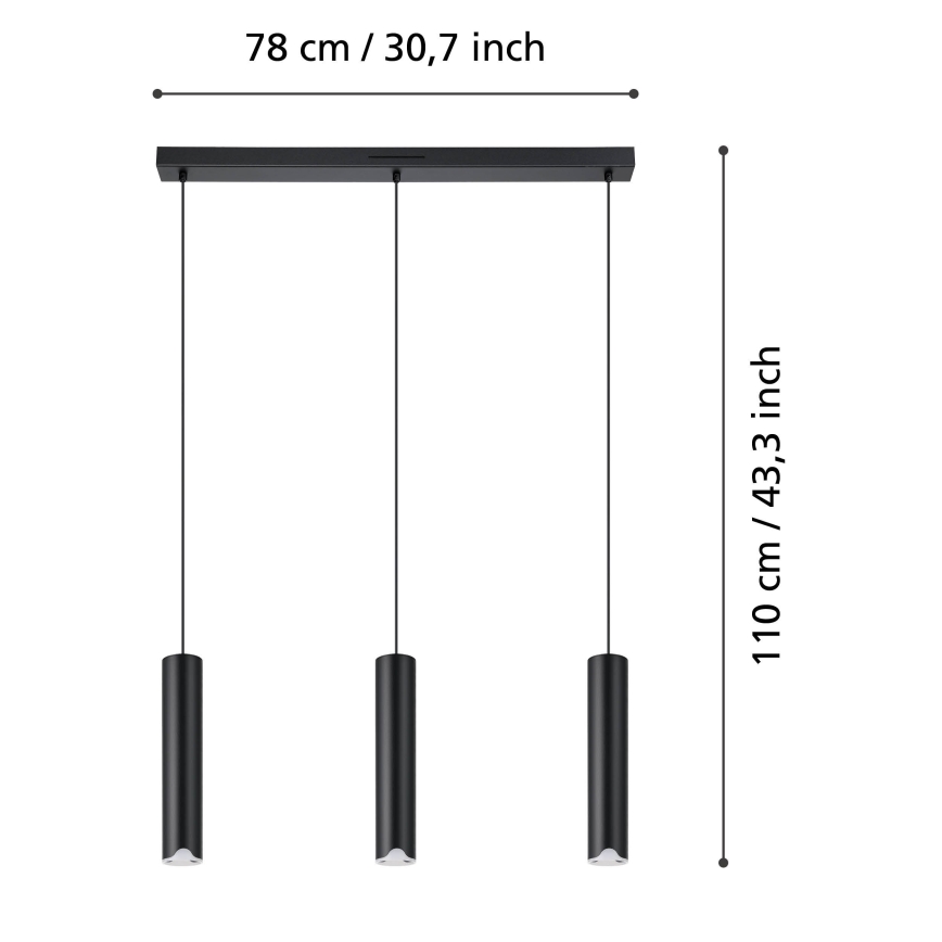 Eglo - LED RGBW Ściemnialny żyrandol na lince 3xLED/3,7W/230V 2700-6500K czarny