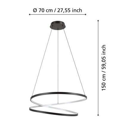 Eglo - LED Żyrandol na lince LED/42W/230V 3000K czarne