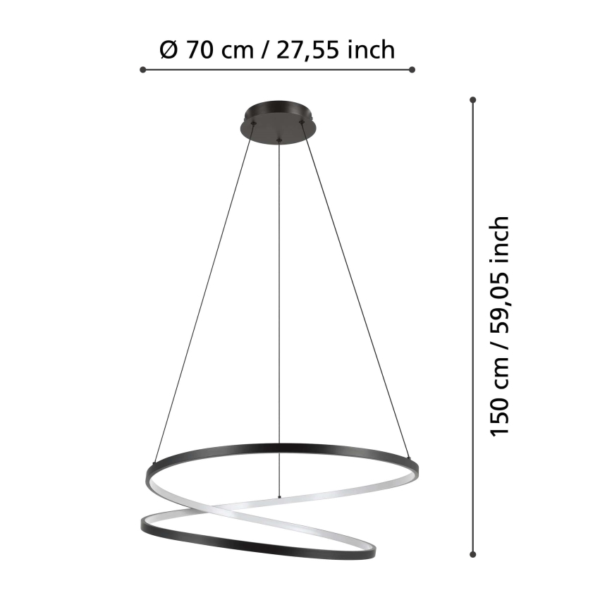 Eglo - LED Żyrandol na lince LED/42W/230V 3000K czarne