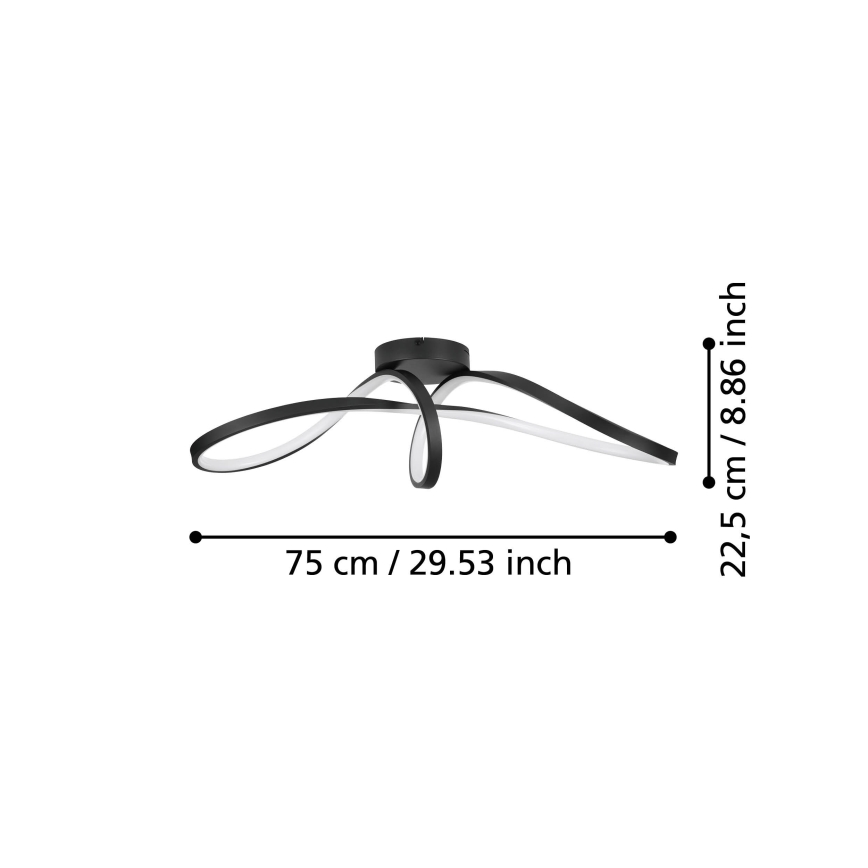 Eglo - Ściemnialna lampa sufitowa RGBW LED/22W/230V 2700-6500K czarny