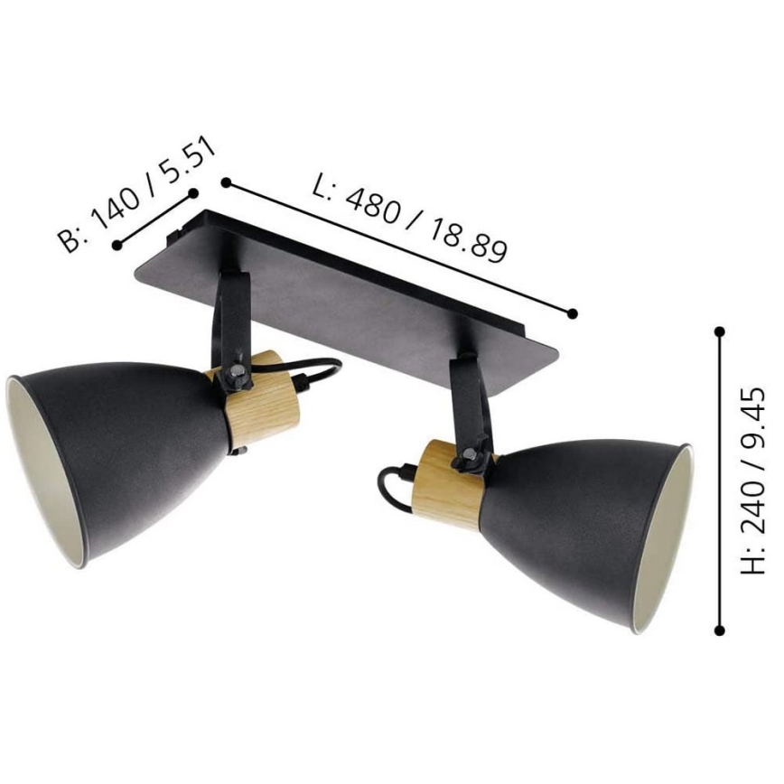 Eglo - Oświetlenie punktowe 2xE27/40W/230V - certyfikat FSC