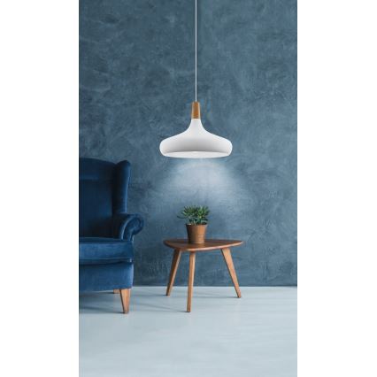 Eglo - Żyrandol na lince 1xE27/40W/230V śr. 40 cm biały - FSC certyfikowano
