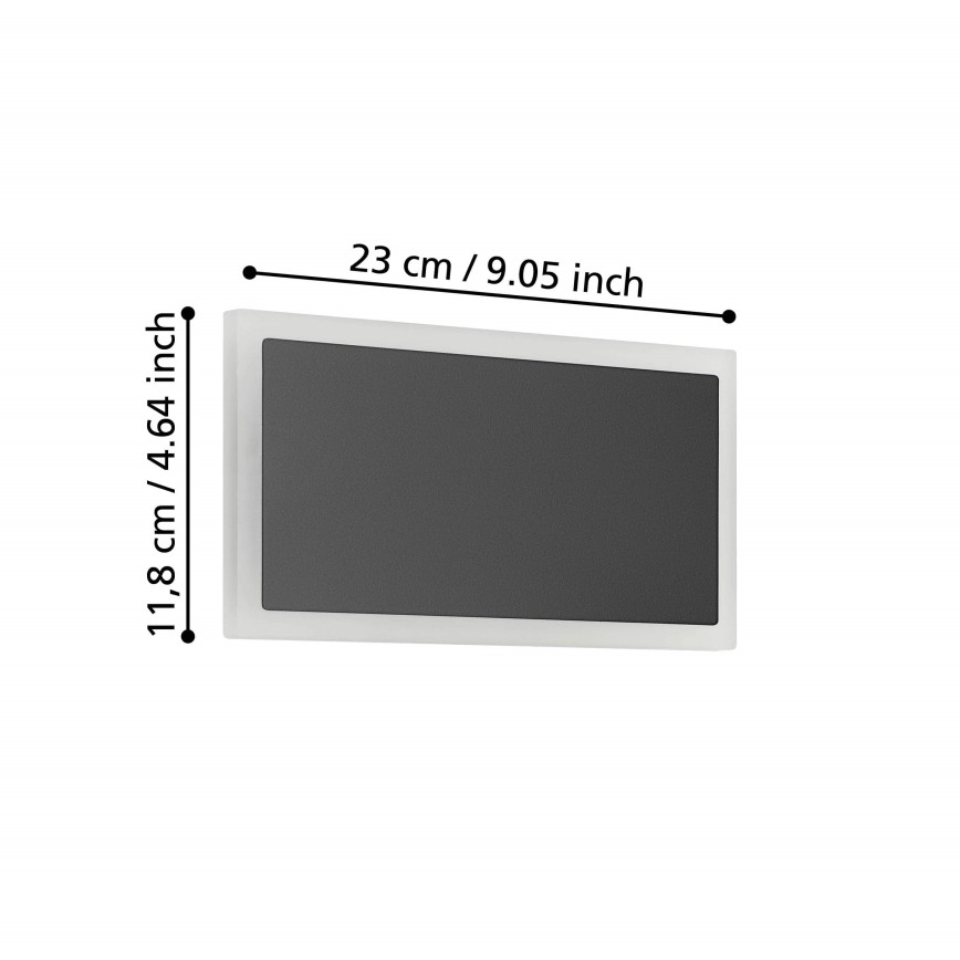 Eglo - LED Kinkiet LED/12W/230V 3000K 12x23 cm czarne