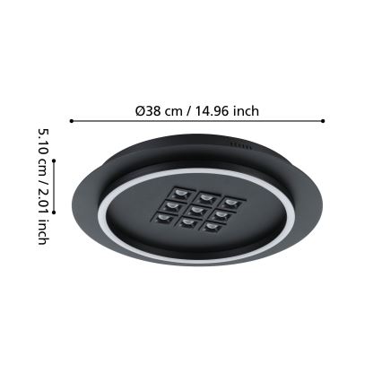 Eglo - LED Plafon ściemnialny LED/21,4W/230V 2700-6500K czarny + pilot zdalnego sterowania