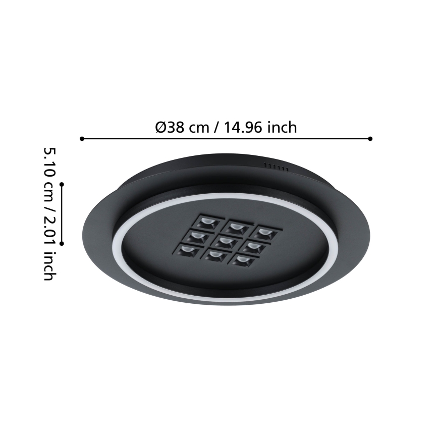Eglo - LED Plafon ściemnialny LED/21,4W/230V 2700-6500K czarny + pilot zdalnego sterowania