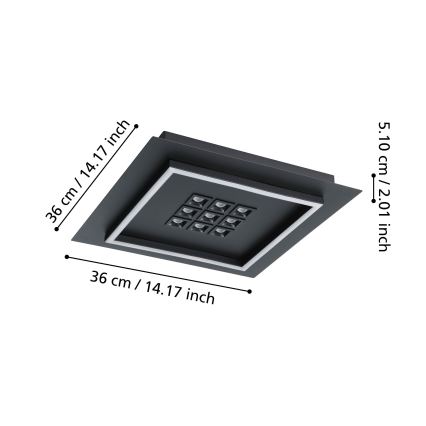 Eglo - LED Plafon ściemnialny LED/21,4W/230V 2700-6500K czarny + pilot zdalnego sterowania